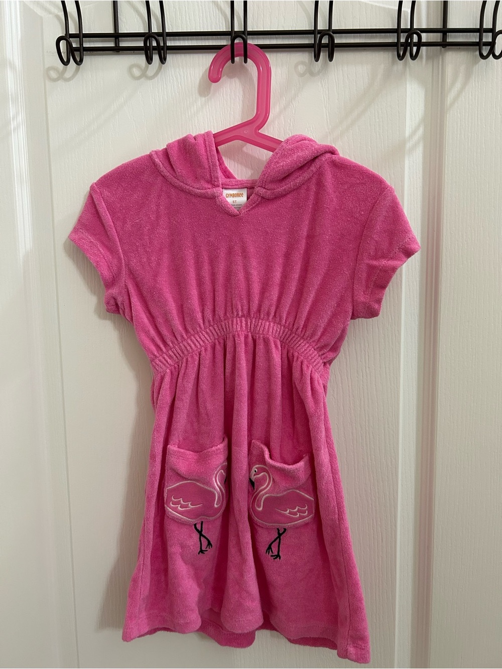 Gymboree Flamingo Hooded Terry Cloth Cover-Up Dress Size 5T EUC